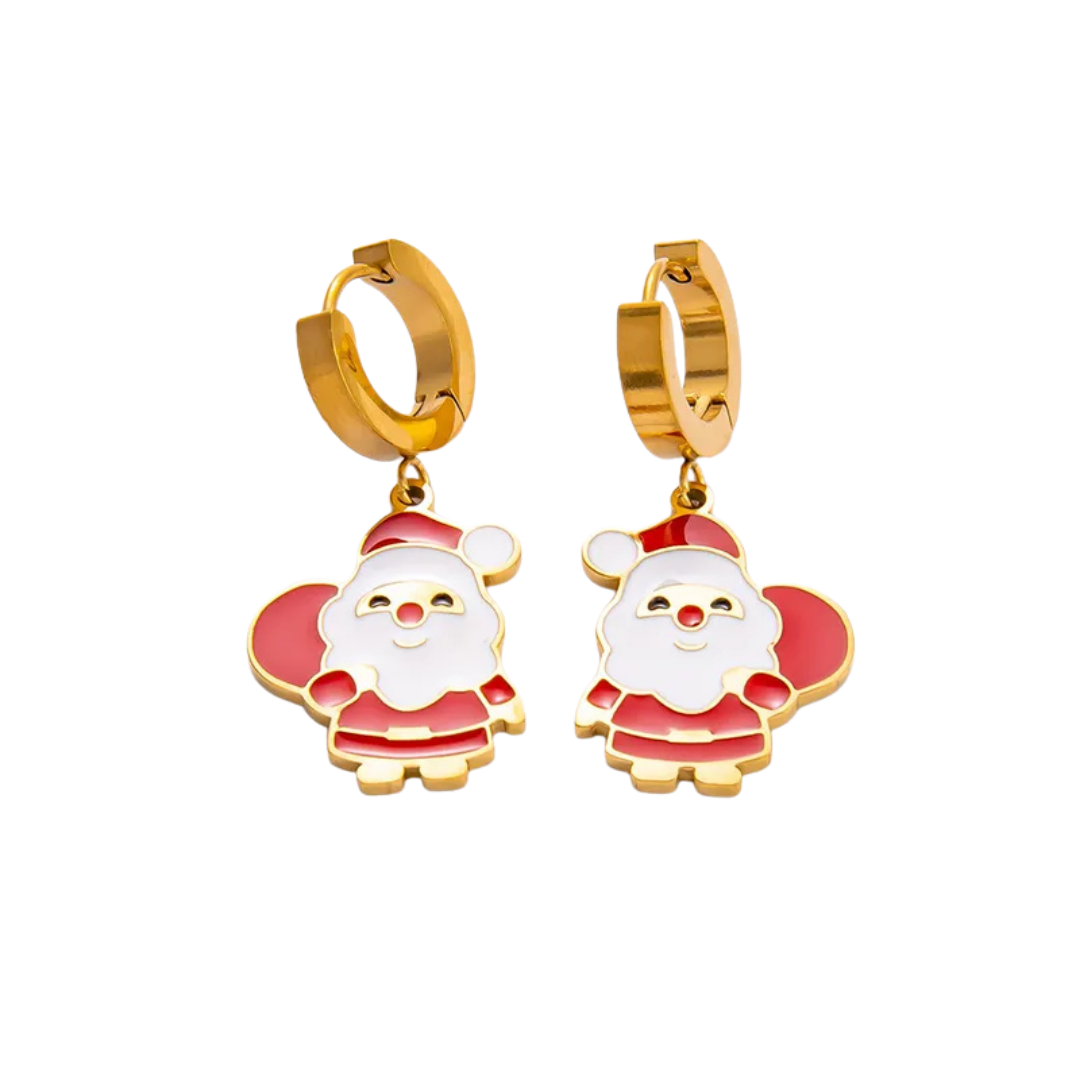 Aretes Argolla Santa Claus Dorados