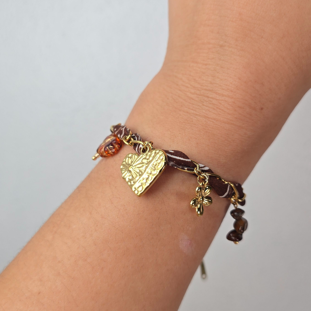 Pulsera Bohemia Corazón y Flores
