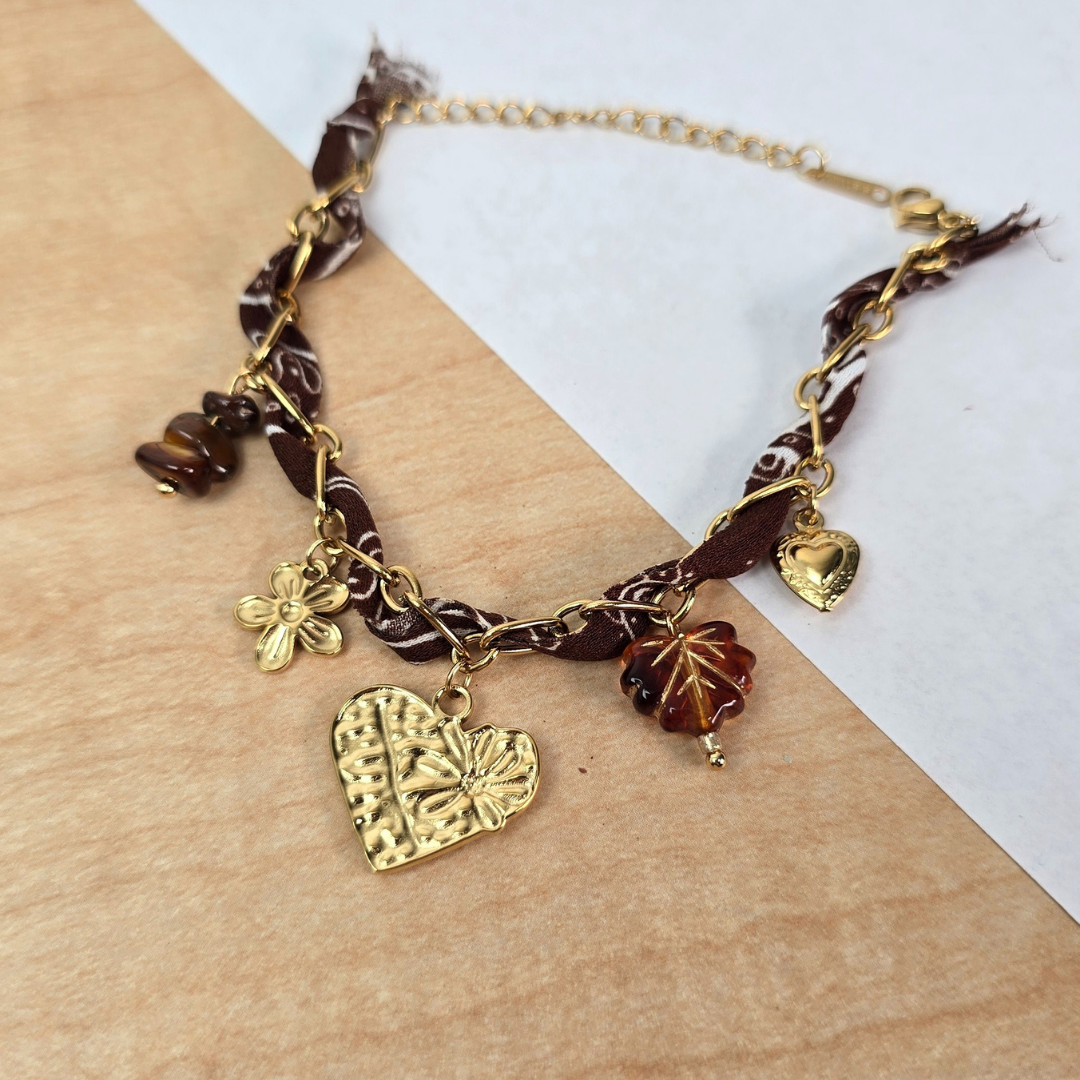 Pulsera Bohemia Corazón y Flores