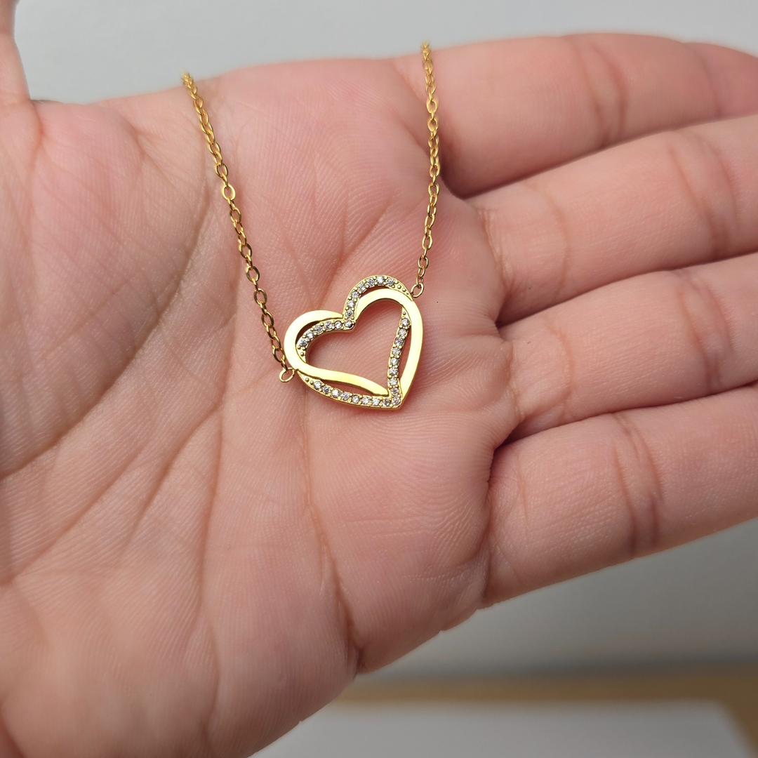 Pulsera Corazón Brillante Dorada