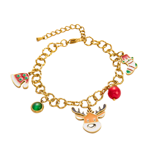 Pulsera Festiva Rudolph Dorada