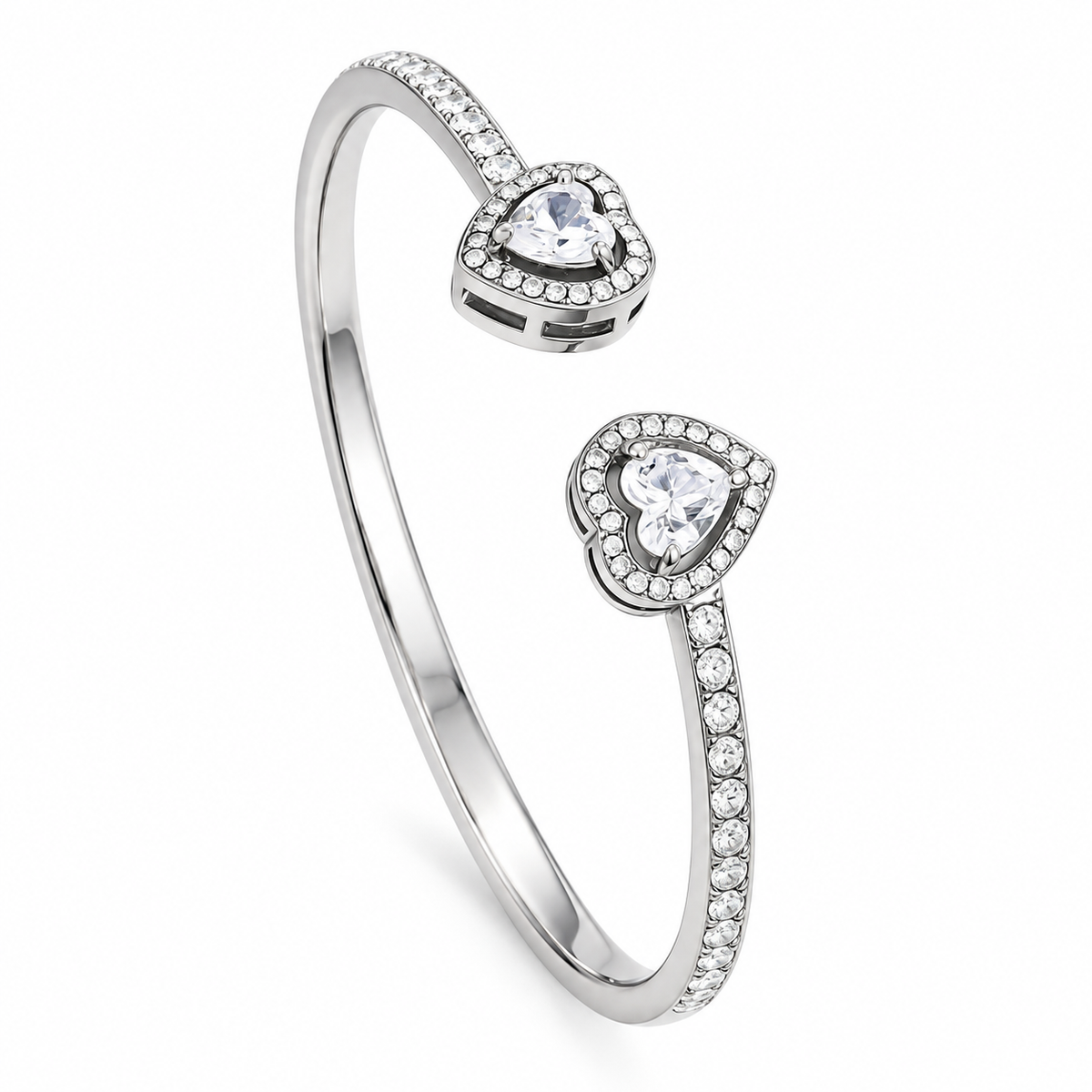 Brazalete Corazones Brillantes – Plateado