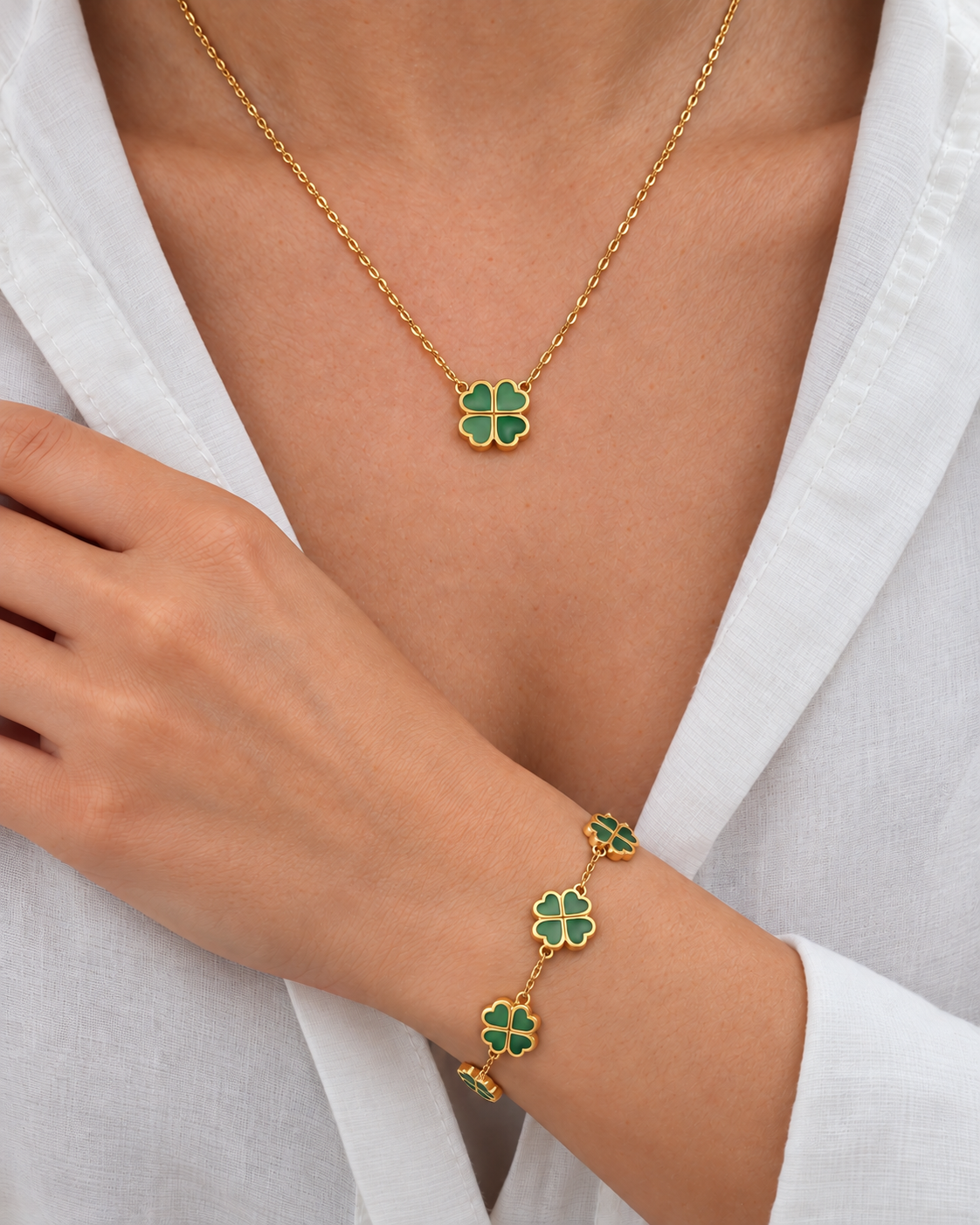 Set Collar + Pulsera Trébol