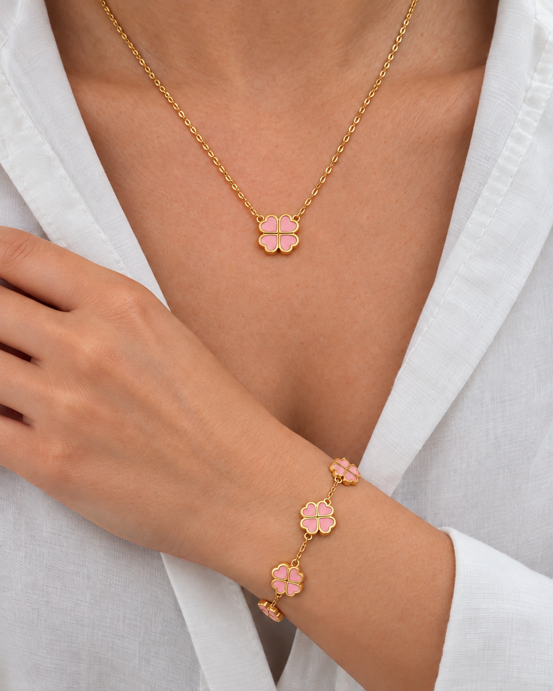 Set Collar + Pulsera Trébol