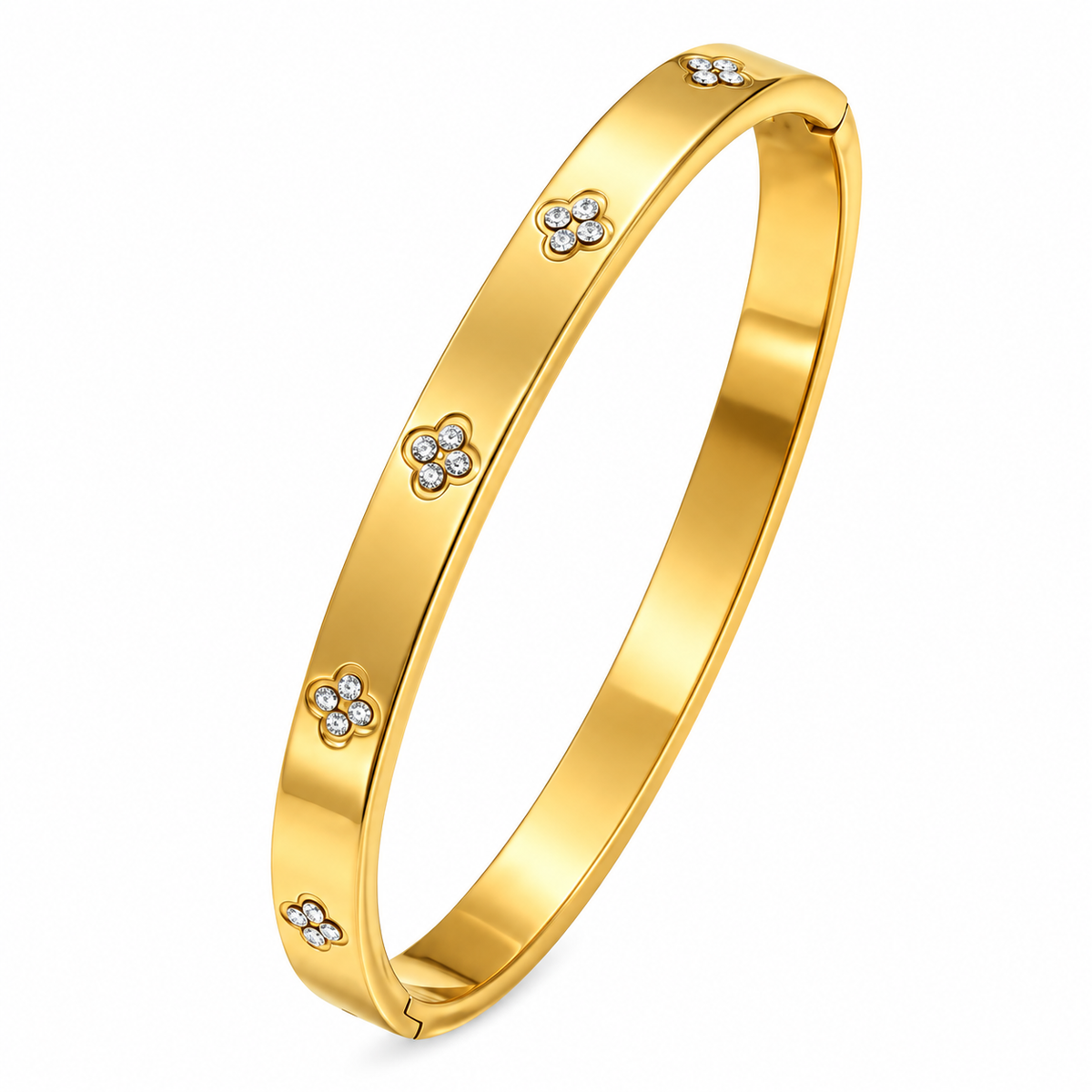 Brazalete Flores Brillantes – Dorado