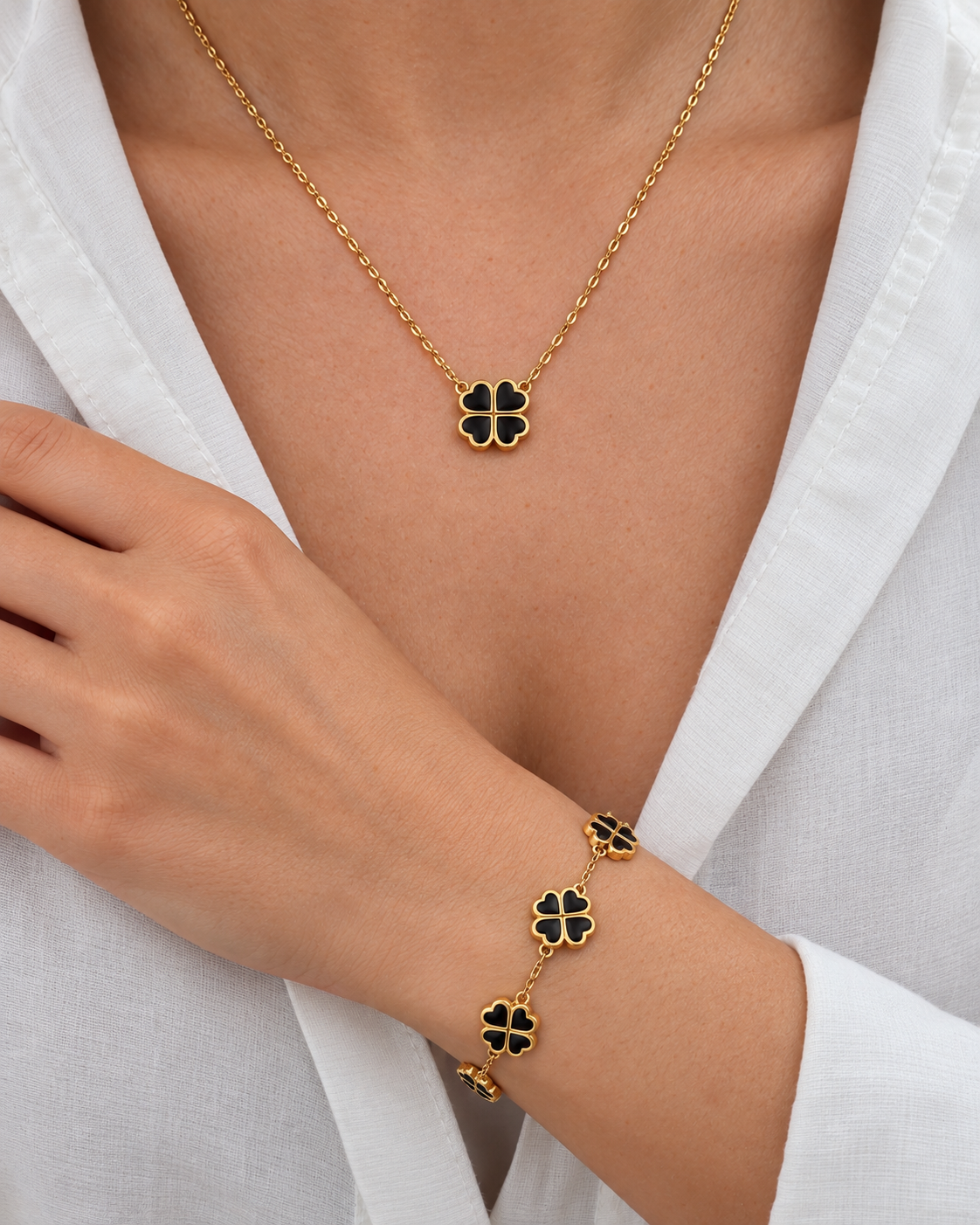 Set Collar + Pulsera Trébol